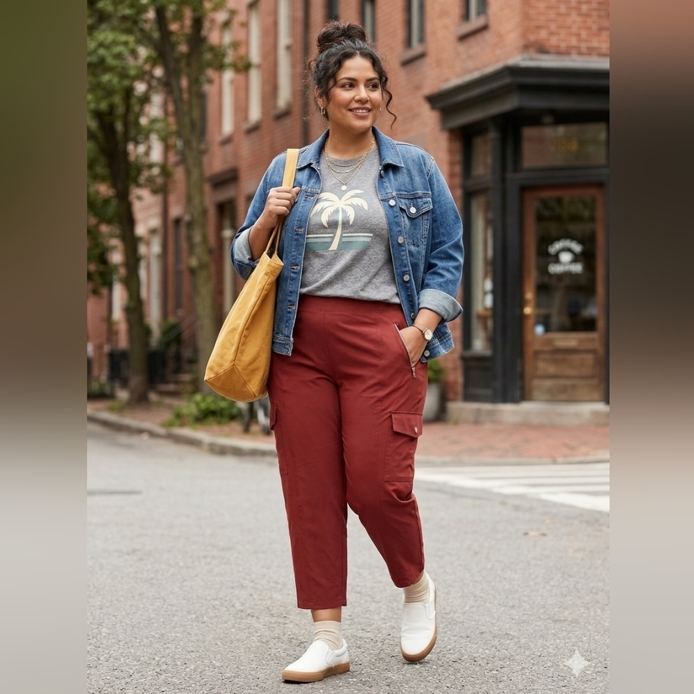 NWT Chico's Zenergy Wickle Free UPF 50+ Rust Red Cargo Crop Pants